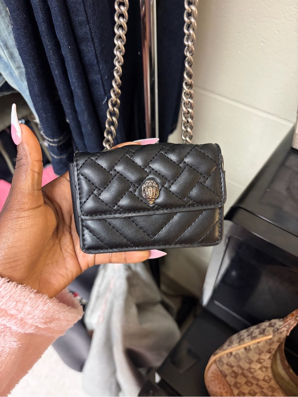 Quilted Black Mini Chain Crossbody Bag